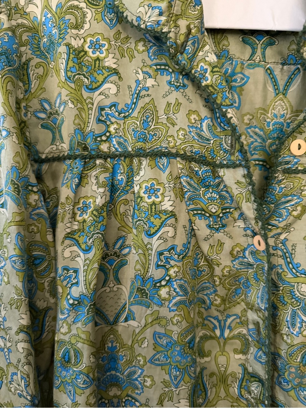 Chasing Unicorns Dark Sweet Lady Silk Blouse Green Blue Paisley Gorgeous HTF - Picture 4 of 6